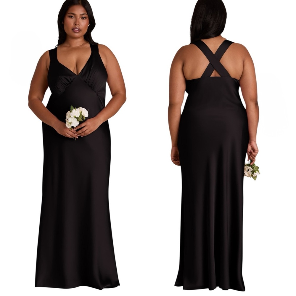 Birdy Grey Veronica Black Bridesmaid Formal Maxi Dress Matte Satin Size XXL NEW